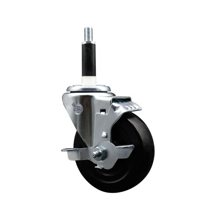 Service Caster 4'' Soft Rubber Swivel 7/8'' Expanding Stem Caster with Brake SCC-EX20S414-SRS-TLB-78
